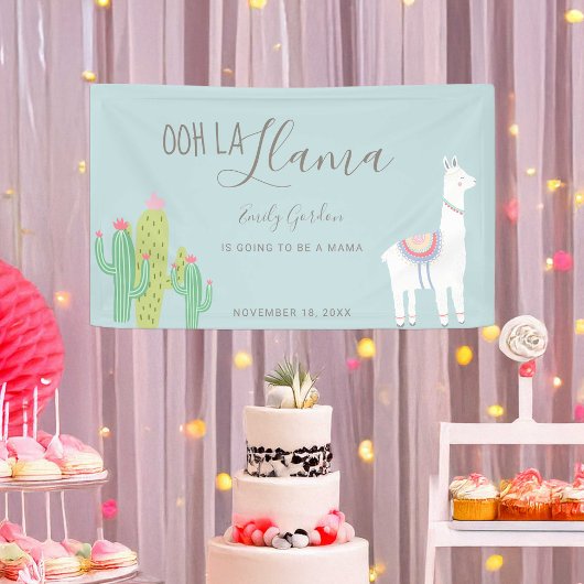Ooh La Llama Baby shower Succulents Blue Cute Spandoek