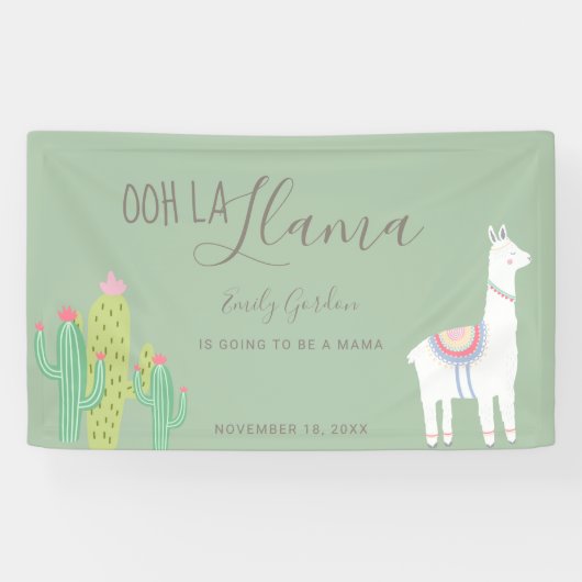 Ooh La Llama Baby shower Succulents green Cute Spandoek (Horizontaal)