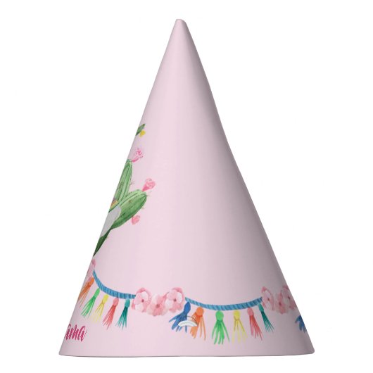 Ooh La Llama - Llama & Cactus Waterverf Roze Feesthoedjes (Rechts)
