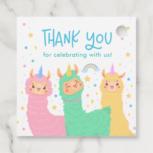 Ooh La Llama regenboog en sterren Baby shower Bedankjes Labels (Achterkant)