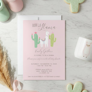 Ooh La Llama virtueel Baby shower schattig roze br Kaart