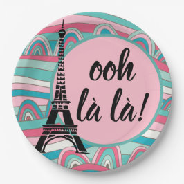 Ooh la/Monogram French Chic Eiffel Tower Papieren Bordje