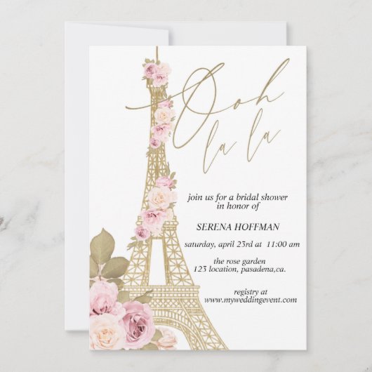 Ooh La, Parijs thema, Vrijgezellenfeest, Eiffeltor Kaart (Voorkant)