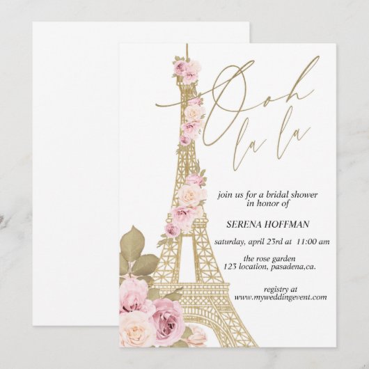 Ooh La, Parijs thema, Vrijgezellenfeest, Eiffeltor Kaart (Voorkant / Achterkant)