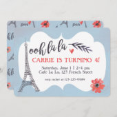 Ooh la Paris Birthday Uitnodiging (Voorkant / Achterkant)