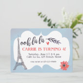 Ooh la Paris Birthday Uitnodiging (Staand voorkant)