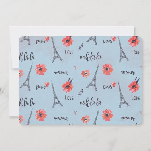 Ooh la Paris Birthday Uitnodiging (Achterkant)