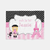 Ooh la Paris Eiffel Tower Pink en Black Fleece Deken (Voorkant (Horizontaal))