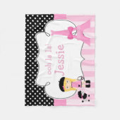 Ooh la Paris Eiffel Tower Pink en Black Fleece Deken (Voorkant)