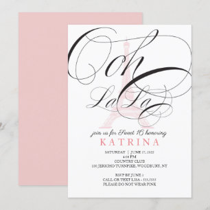 Ooh La Paris France Sweet 16 Invitation Kaart