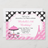 Ooh la Paris Tea Birthday Party Kaart (Voorkant)