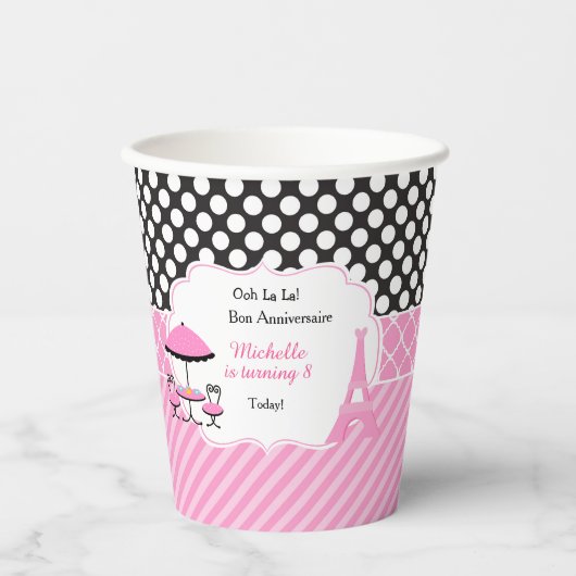 Ooh la Paris Tea Birthday Party Papieren Bekers (Voorkant)