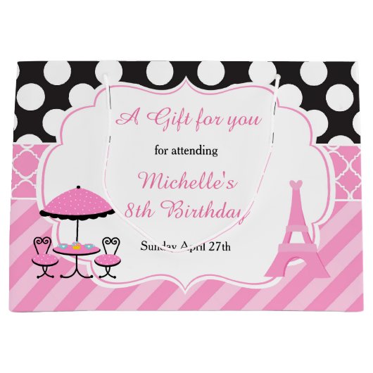 Ooh la Paris Tea Verjaardagsfeest Dank u Groot Cadeauzakje (Voorkant)