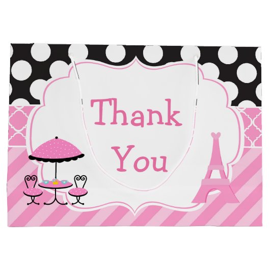 Ooh la Paris Tea Verjaardagsfeest Dank u Groot Cadeauzakje (Achterkant)