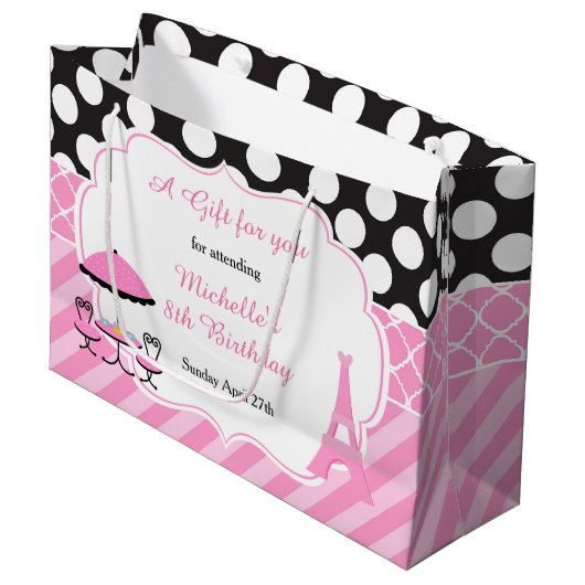 Ooh la Paris Tea Verjaardagsfeest Dank u Groot Cadeauzakje (Voorkant Gekanteld)