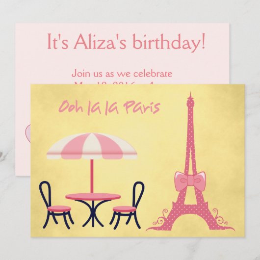 Ooh la Paris uitnodiging (Voorkant / Achterkant)