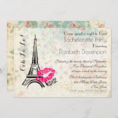 Ooh La Parisian Night Bachelorette Party Invite Kaart (Voorkant / Achterkant)