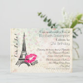 Ooh La Parisian Night Birthday Party Invite Kaart (Staand voorkant)