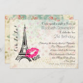 Ooh La Parisian Night Birthday Party Invite Kaart (Voorkant / Achterkant)