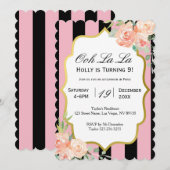 Ooh La Parisian Pink Birthday Uitnodiging (Voorkant / Achterkant)