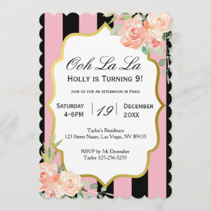 Ooh La Parisian Pink Birthday Uitnodiging