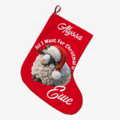 Ooi Dragen Santa Hoed Rode Kerstmis Grote Kerstsok (Voorkant (Hangend))