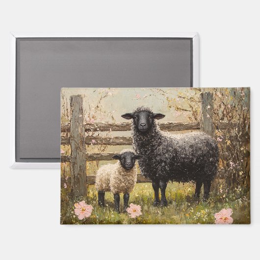 Ooi en lamsvlees Spring Sheep Art Magneet (Voorkant / Achterkant)