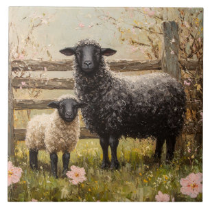 Ooi en lamsvlees Spring Sheep Art Tegeltje