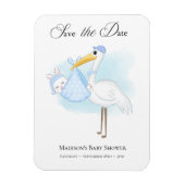 Ooieboon Ooievaar Blauwe Shower Magnet om de datum Magneet (Verticaal)