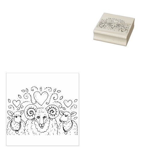 OOIEN SCHAPEN EN RAM, COUNTRY FAMILY TREE, VOLKSKU RUBBERSTEMPEL (Gestempeld)