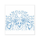 OOIEN SCHAPEN EN RAM, COUNTRY FAMILY TREE, VOLKSKU  ZELFINKTENDE STEMPEL (Design)