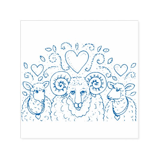 OOIEN SCHAPEN EN RAM, COUNTRY FAMILY TREE, VOLKSKU  ZELFINKTENDE STEMPEL (Design)