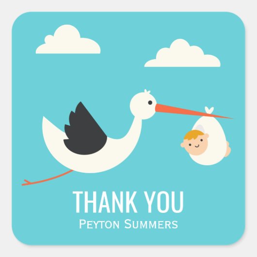 ooievaar aankomst vierkante sticker (Voorkant)