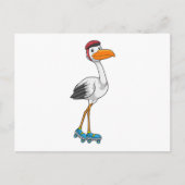 Ooievaar als inline skater met rollerschaatsen briefkaart (Voorkant)