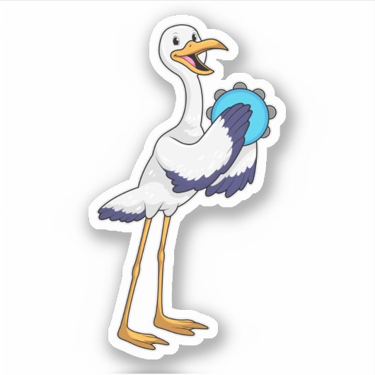 Ooievaar als musicus met tamboerijn sticker (Voorkant)