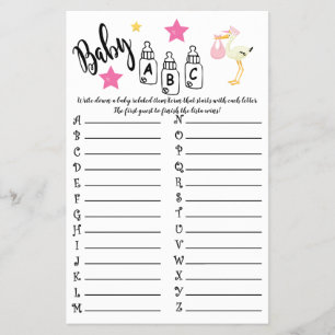 OOIEVAAR BABY ABC BABY SHOWER SPELKAART FLYER