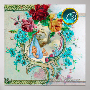 OOIEVAAR BABY BOY SHOWER Edelsteen Monogram Poster