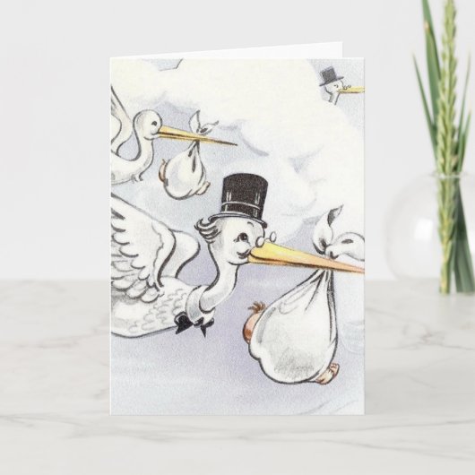 ooievaar Baby Delivery Note Kaart (Voorkant)