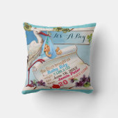 OOIEVAAR, BABY EN SHAMROCKS Floral Boy Baby Stats Kussen (Achterkant)