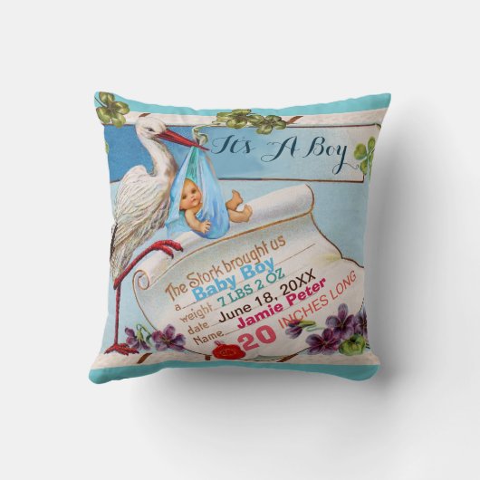 OOIEVAAR, BABY EN SHAMROCKS Floral Boy Baby Stats Kussen (Achterkant)