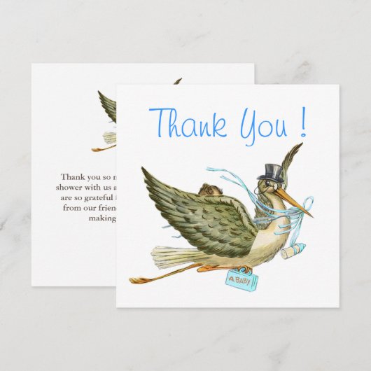 OOIEVAAR BABY JONGEN DOUCHE , Wit Blauw Dank U Kaart (Voorkant / Achterkant)