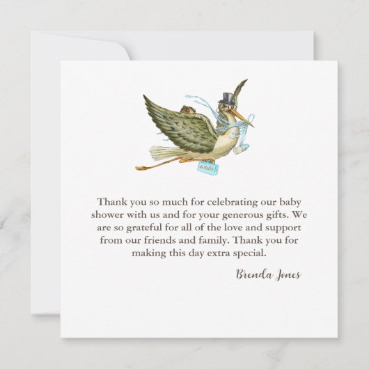 OOIEVAAR BABY JONGEN DOUCHE , Wit Blauw Dank U Kaart (Achterkant)