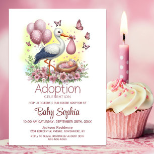 Ooievaar Baby Meisje Adoptie Baby shower Kaart