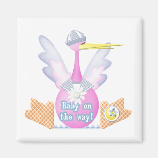 Ooievaar Baby op de weg Magneet (Voorkant)