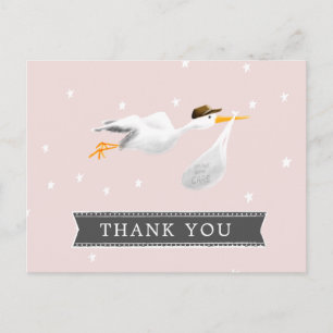 Ooievaar Baby Shower Bedankt Briefkaart