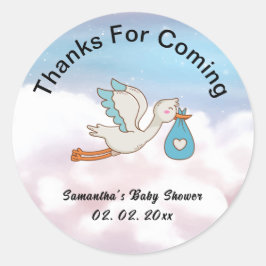 ooievaar Baby shower Bedankt voor komst Ronde Sticker