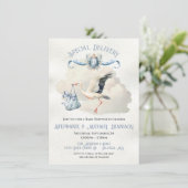 Ooievaar Baby shower Crest Speciale Levering Kaart (Staand voorkant)