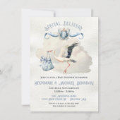 Ooievaar Baby shower Crest Speciale Levering Kaart (Voorkant)