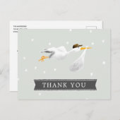 Ooievaar Baby shower Dank u Briefkaart (Voorkant / Achterkant)