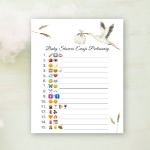 Ooievaar baby shower emoji Pictionary spel